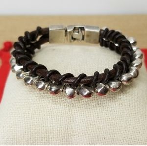 Uno De 50 "Felices" Leather and Metal Bracelet Size:7 Rare!